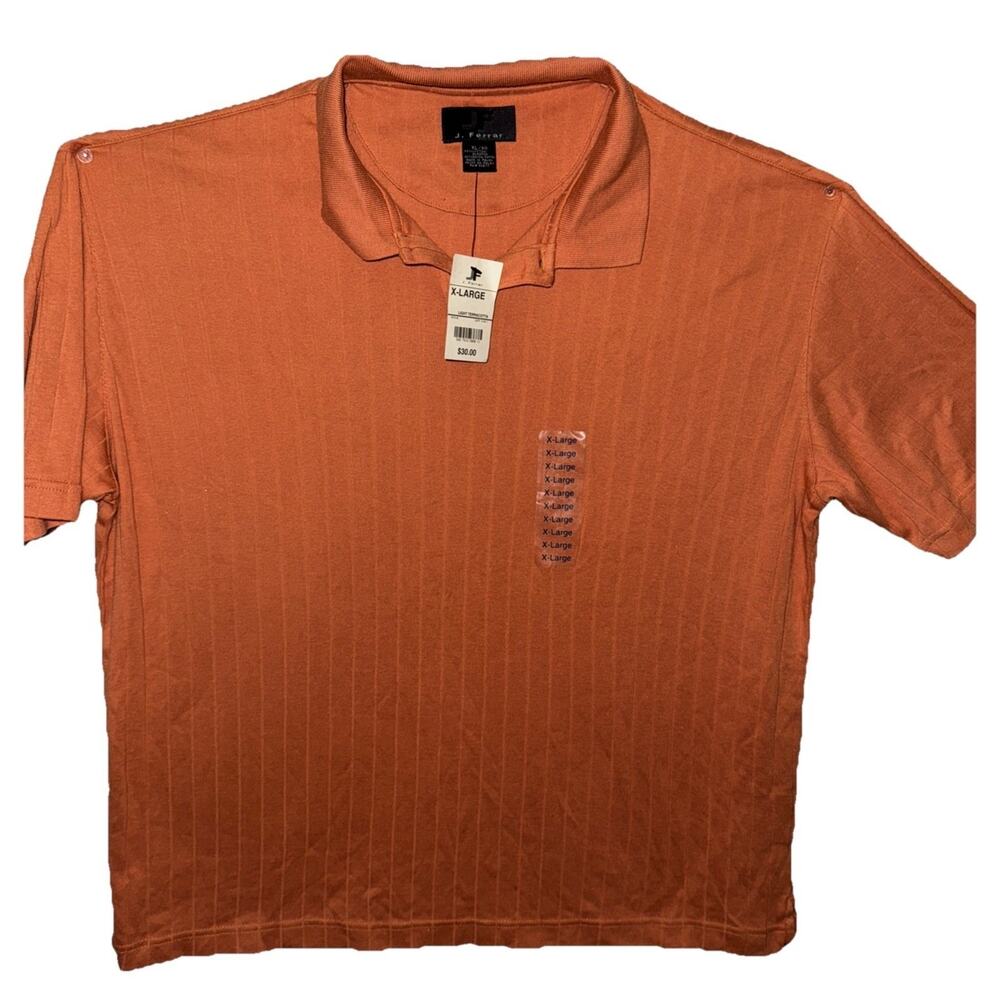 JF J. Ferrar Orange Polo Ribbed Mens Size XL New With Tags